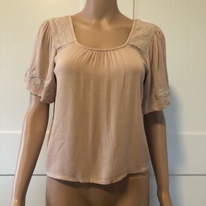 Chloe & Katie Peach Pink Short Sleeves Cropped Top Blouse XS